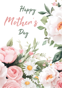 粉色白色花朵母亲节快乐