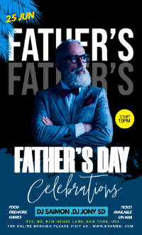 可附照片蓝黑白父亲节快乐